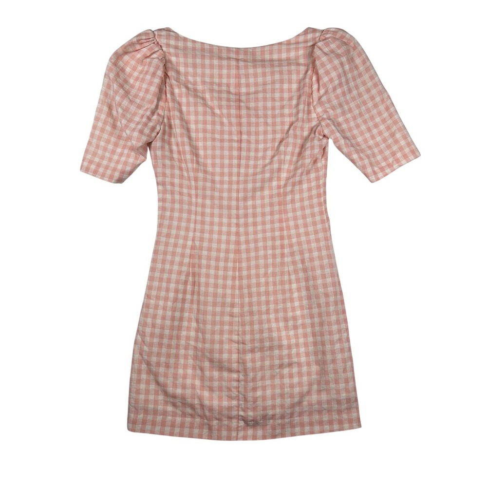 LPA Pink Gingham Mini‎ Dress Size XS Boho Indie Puff Sleeve Casual Cottagecore - Picture 4 of 10